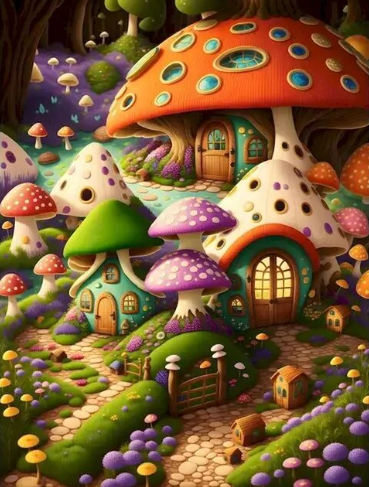Paint by Number Enchanted Mushroom Meadow