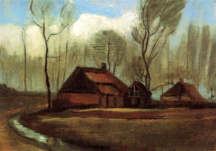 Farmhouses Among Trees - Vincent Van Gogh Paint by Number