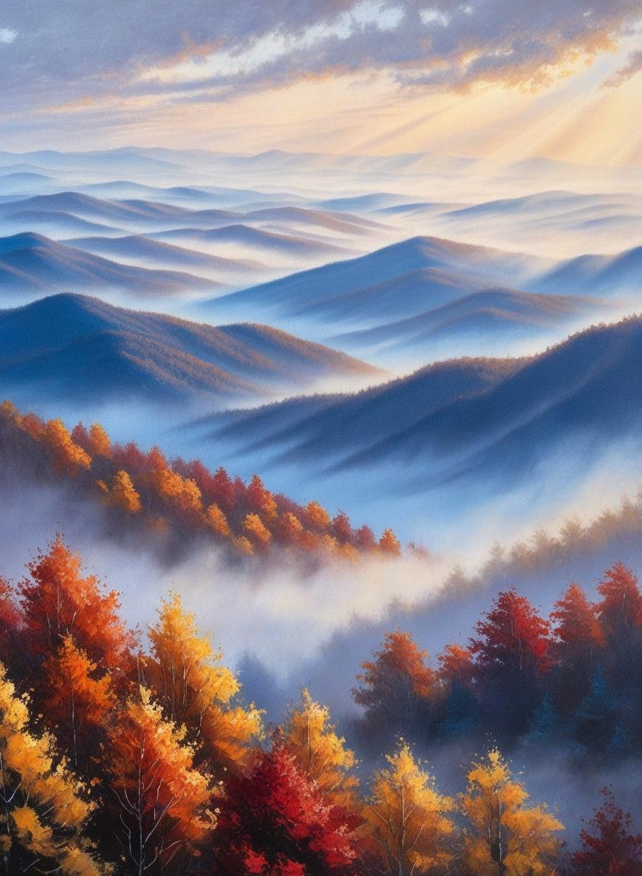 Paint by Number Great Smoky Mountains National Park (Tennessee /North Carolina) Fog Rolling Over the Blue Ridge