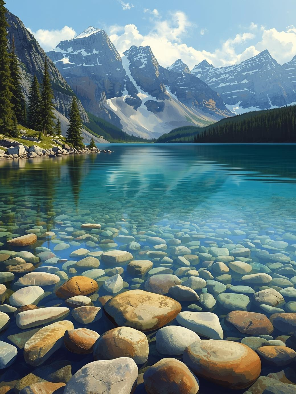 Glacier National Park (Montana) Lake Paint by Number