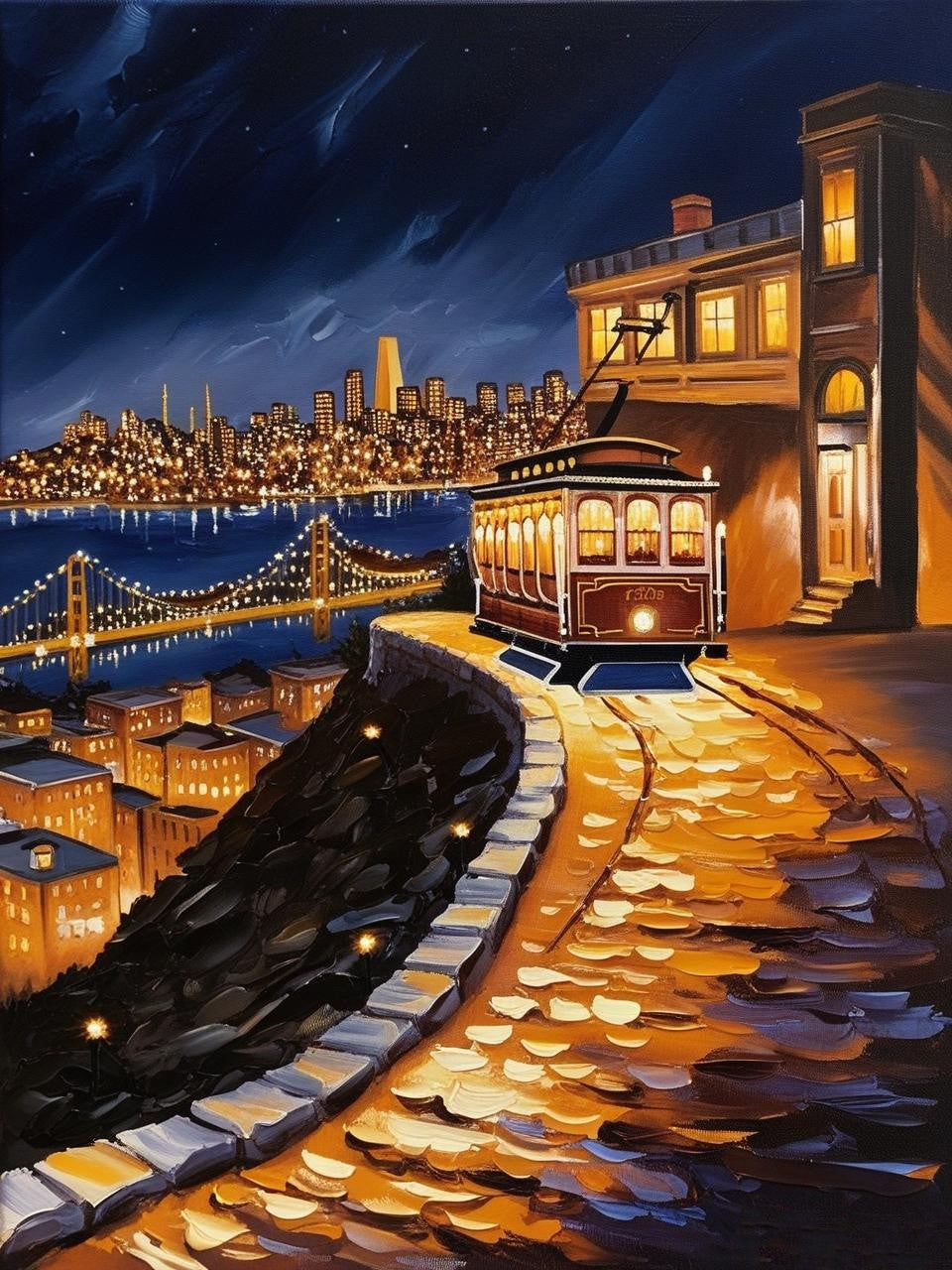 Paint By Number Golden Glow of San Francisco at Night