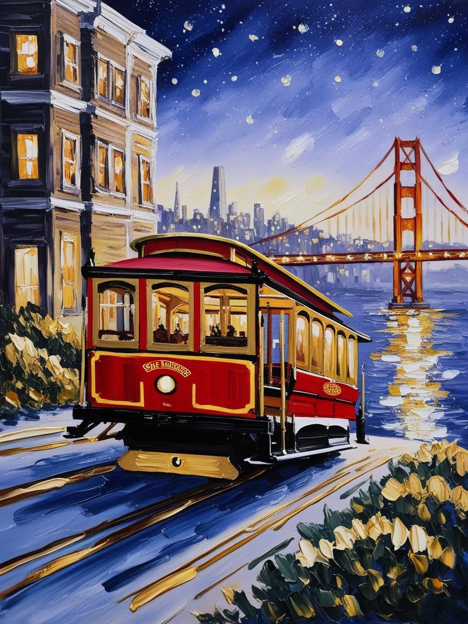 Paint By Number Golden Glow of San Francisco at Night view