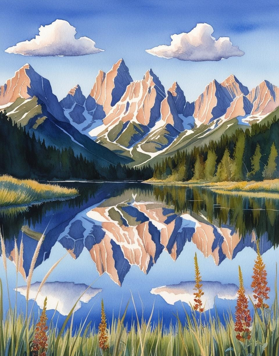 Paint by Number Grand Teton National Park (Wyoming) Majestic Peaks of Grand Teton National Park