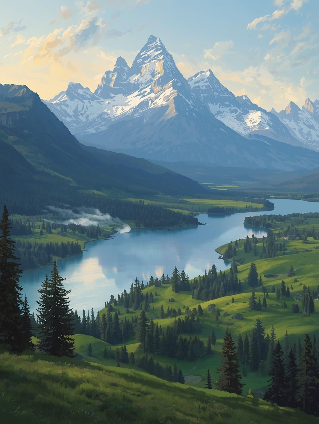 Grand Teton National Park (Wyoming) Grand Teton Serenity Paint by Number