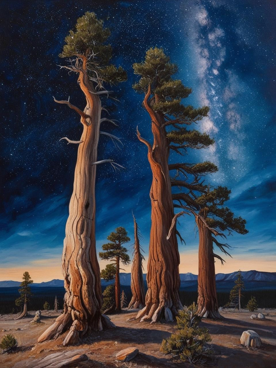 Paint by Number Great Basin National Park (Nevada) Ancient Bristlecone Pines Under the Stars