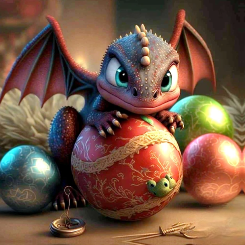 Paint by Number Guardian of the Ornaments Baby Dragon
