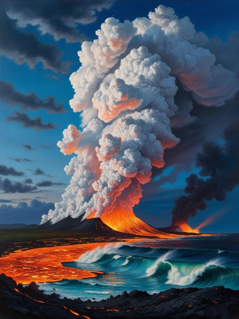 Paint by Number Hawai'i Volcanoes National Park (Hawaii) Lava Flow Meeting the Ocean