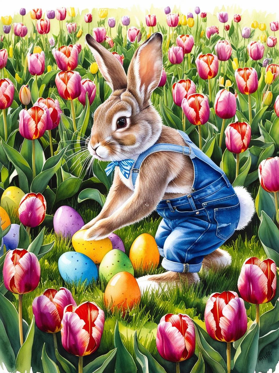 Paint By Number Hopping Through Tulips