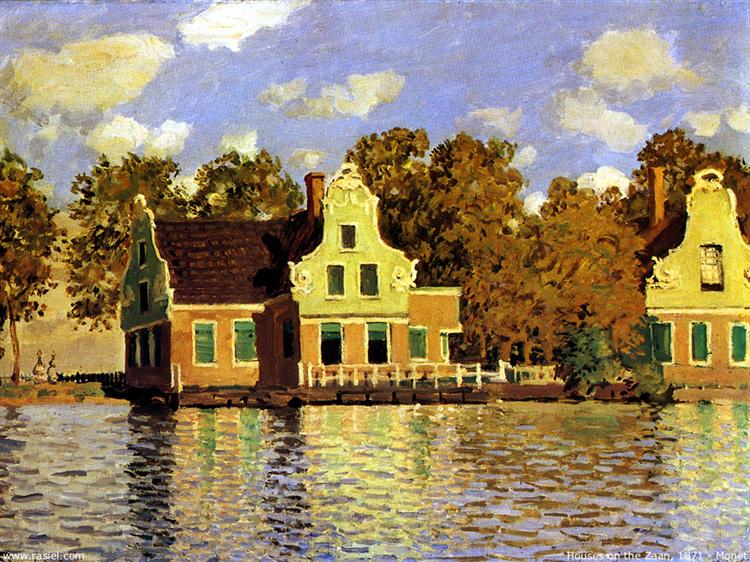Paint By Number Houses on the Zaan River at Zaandam - Claude Monet