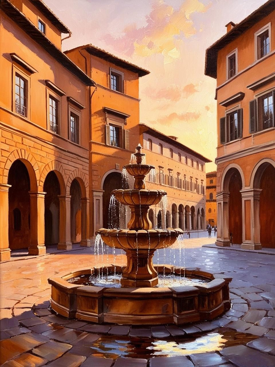 Paint By Number Italian Piazza in Florence at Sunset