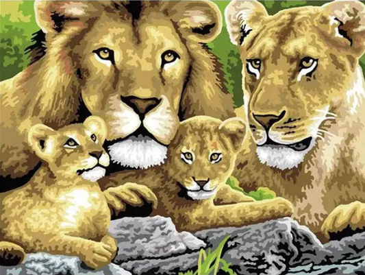 Paint By Number Jungle Joy Lion and Cubs