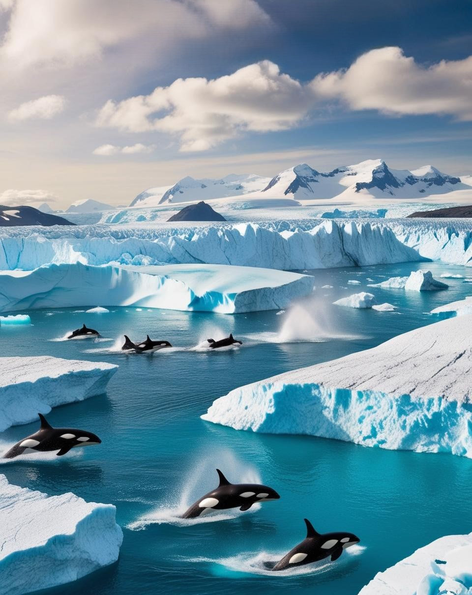 Paint by Number Kenai Fjords National Park (Alaska) Glaciers and Orcas