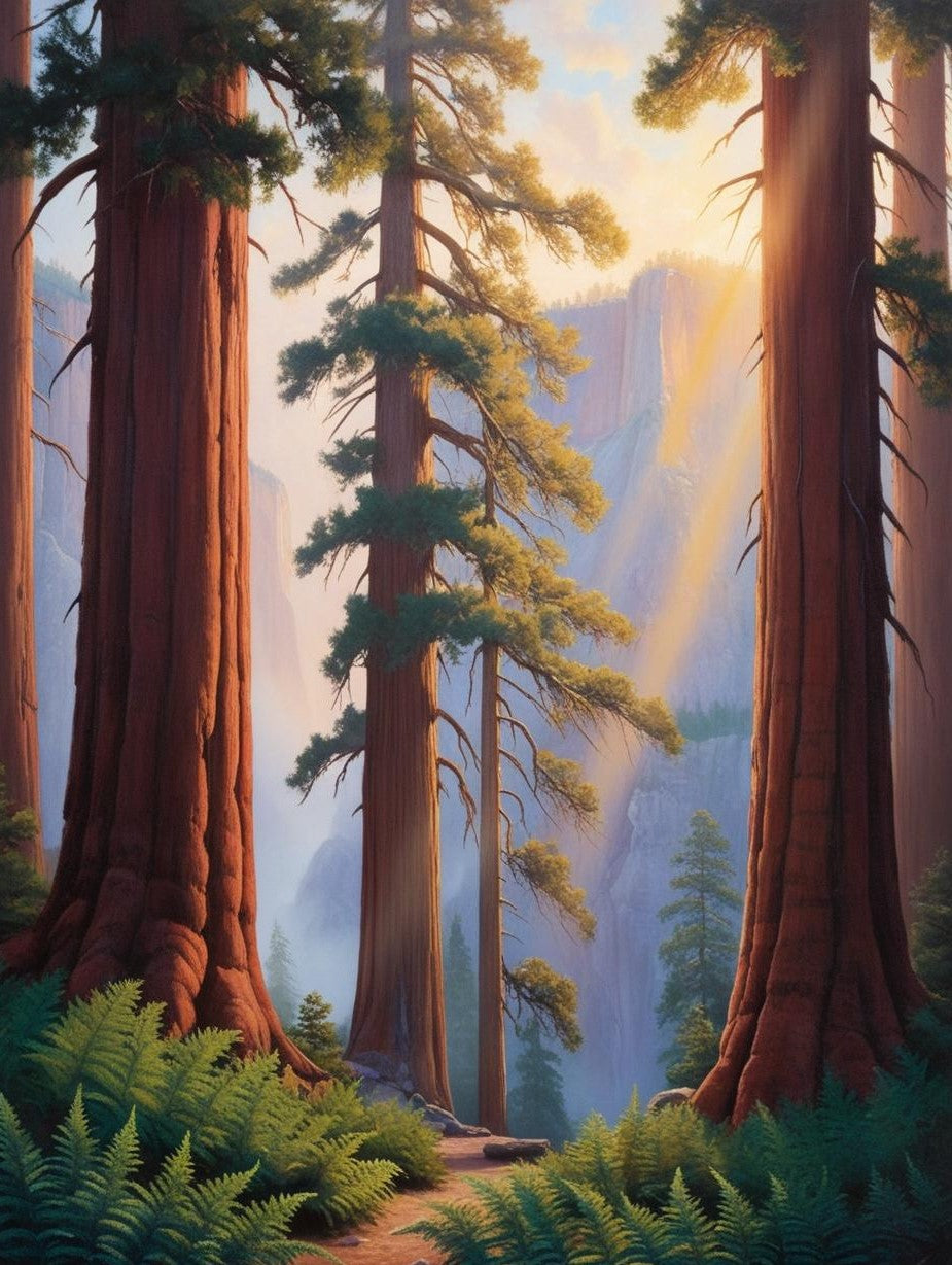 Paint by Number Kings Canyon National Park (California) Giant Sequoias in the Mist