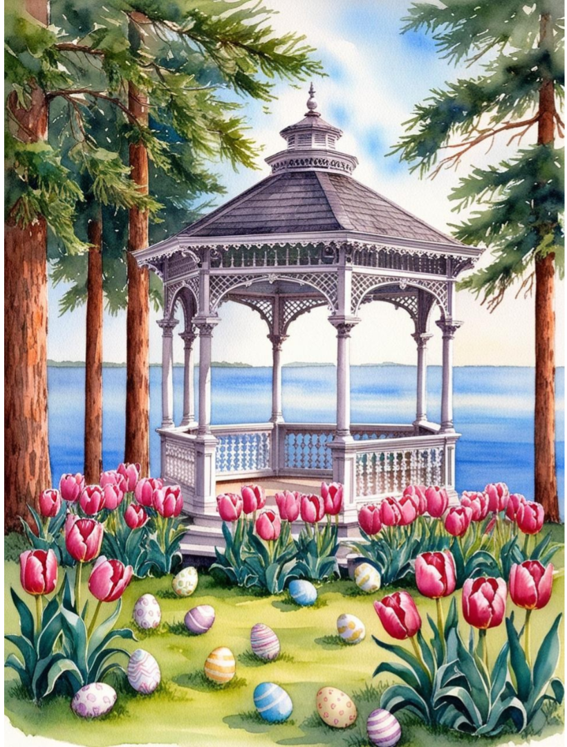 Paint by Number Lakeside Easter Gazebo