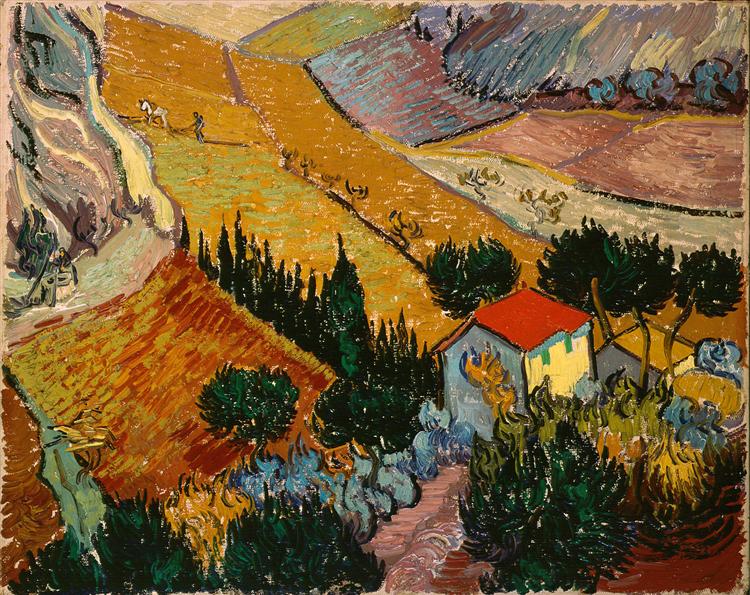 Landscape with House and Ploughman - Vincent Van Gogh Paint by Number