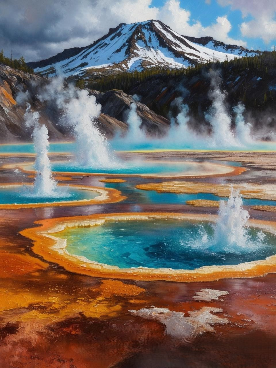 Paint by Number Lassen Volcanic National Park (California) Boiling Springs and Rugged Peaks