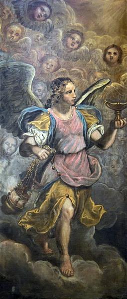 Paint By Number Madonna dell'Orto (Venice) - Chapel Morosini - Angels carrying the censer (left) - Domenico Tintoretto