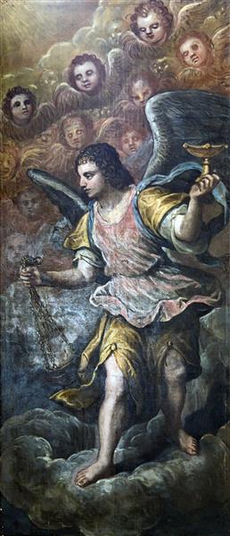 Paint By Number Madonna dell'Orto (Venice) - Chapel Morosini - Angels carrying the censer (right) - Domenico Tintoretto