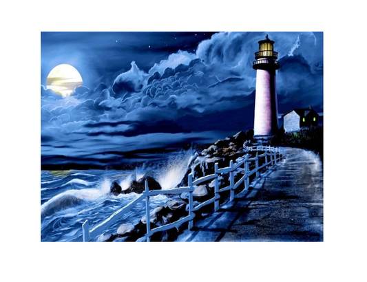 Paint by Number Moonlit Shoreline Lighthouse