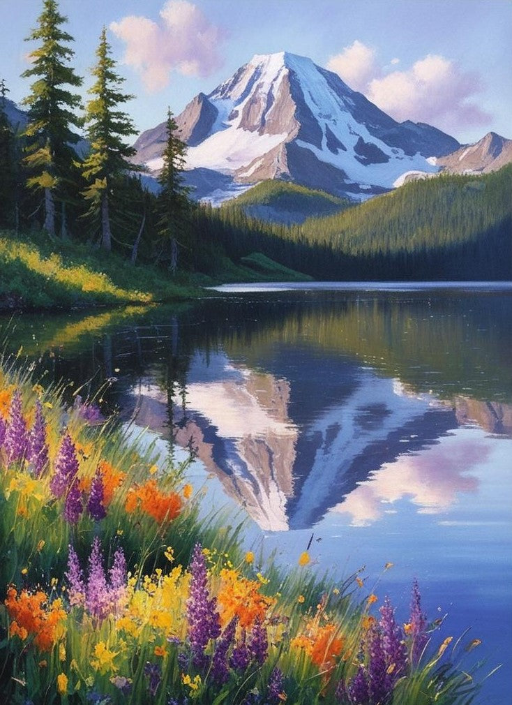 Paint by Number Mount Rainier National Park (Washington) Reflection Lake View
