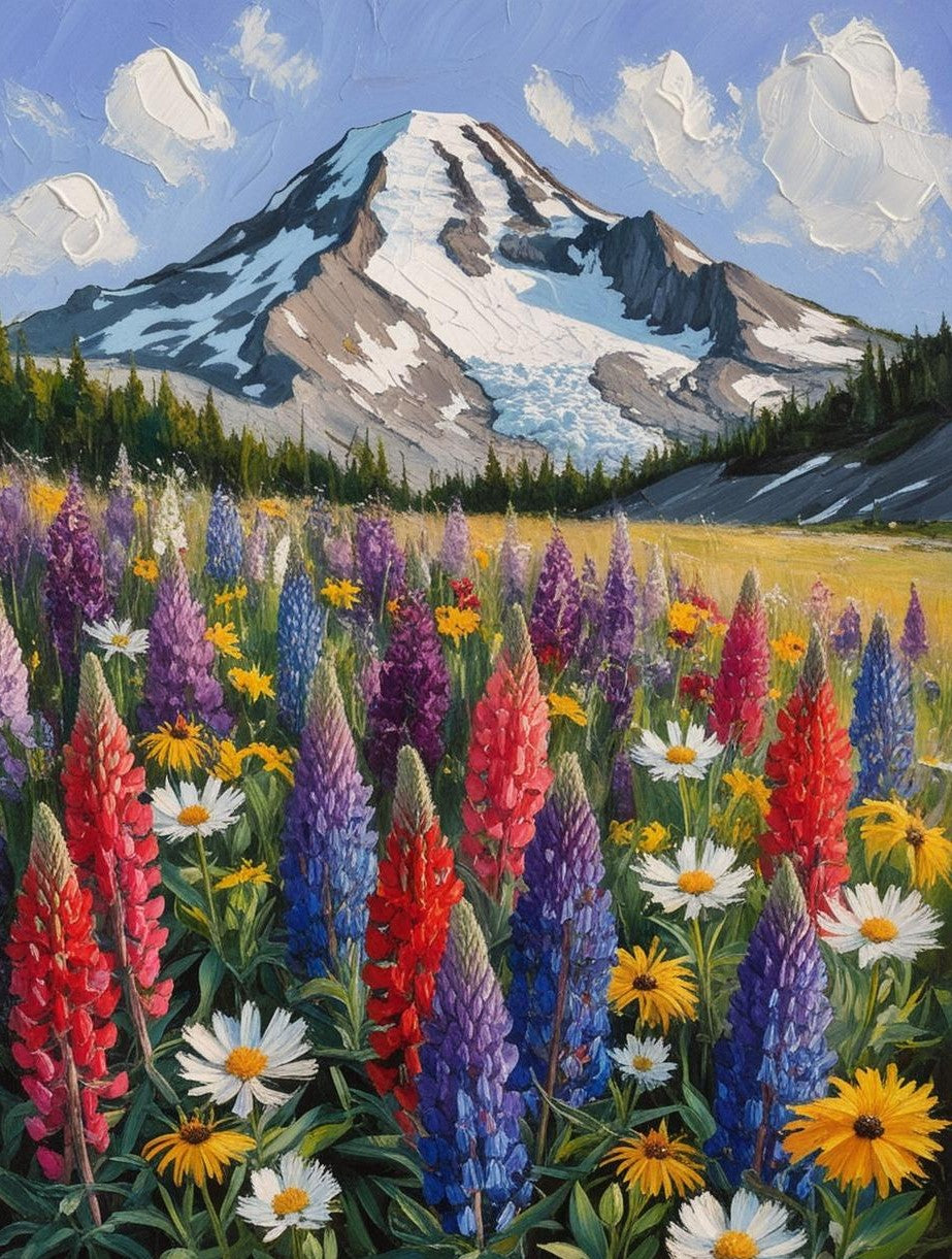 Paint by Number Mount Rainier National Park (Washington) Wildflower Meadows in Full Bloom