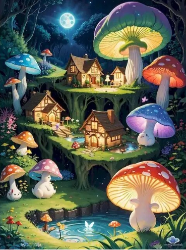 Paint by Number Mushroom Magic Haven