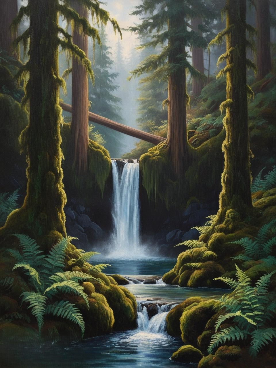 Paint by Number Olympic National Park (Washington) Mossy Rainforest and a Hidden Waterfall