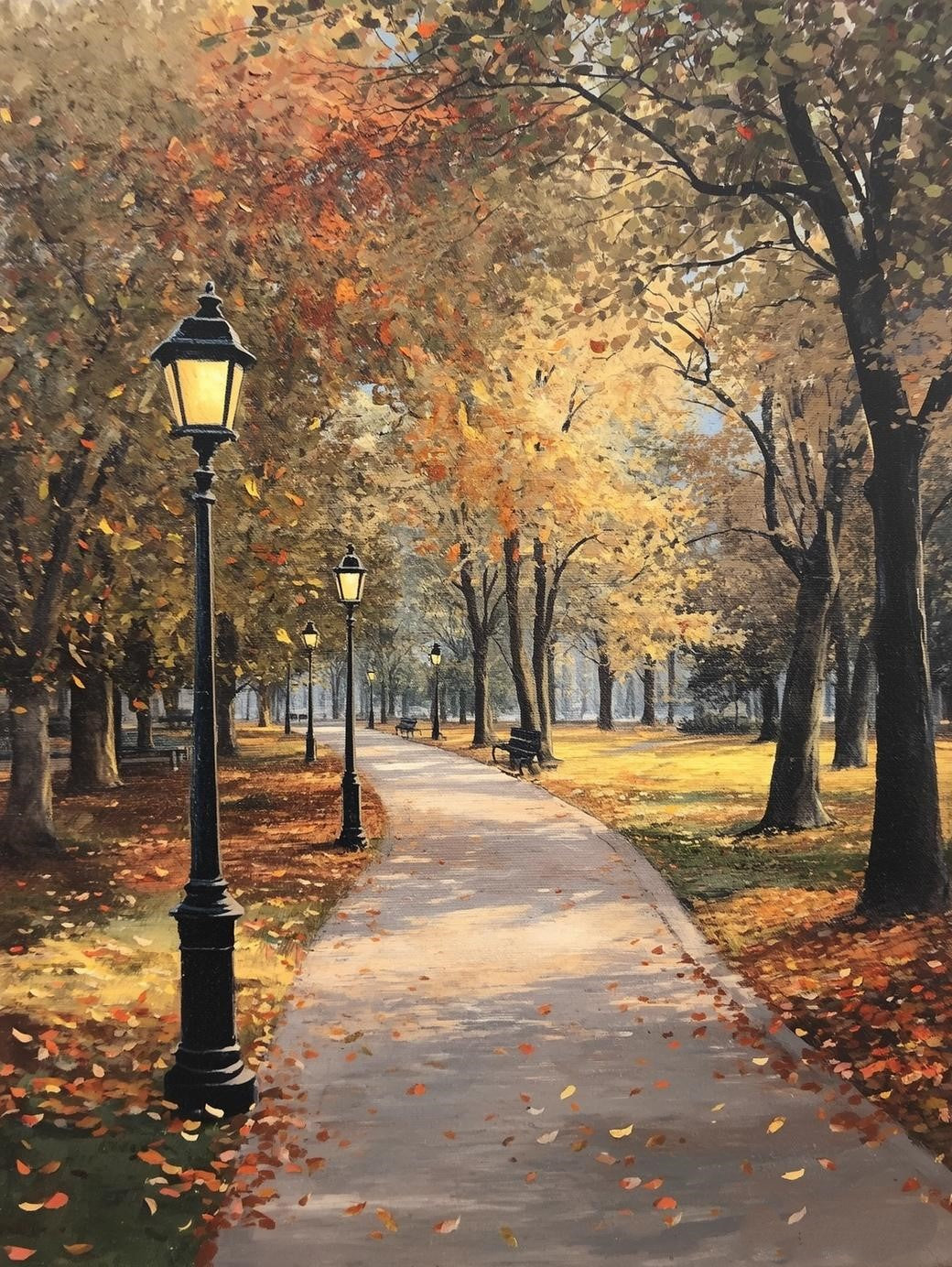 Paint by Number Peaceful Fall Park Walkway – Paint by Number Kit for Adults