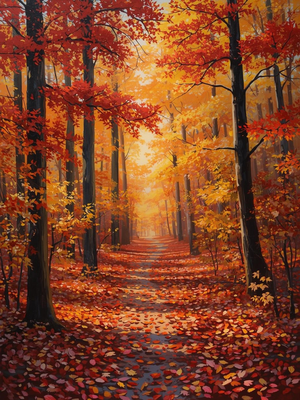 Paint by Number Autumn Forest Path – Fall Landscape DIY Painting Kit