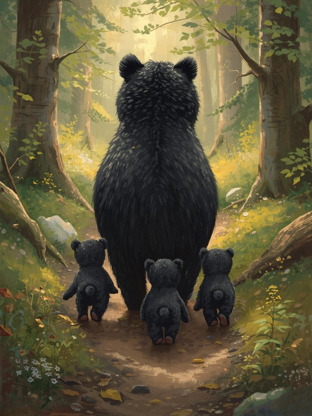 Paint By Number Bear Cubs Exploring Forest – Cute and Cozy Nature Art Kit