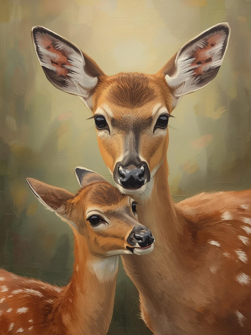 Paint By Number Deer Family in Forest – Tender Mother and Fawn Art Kit