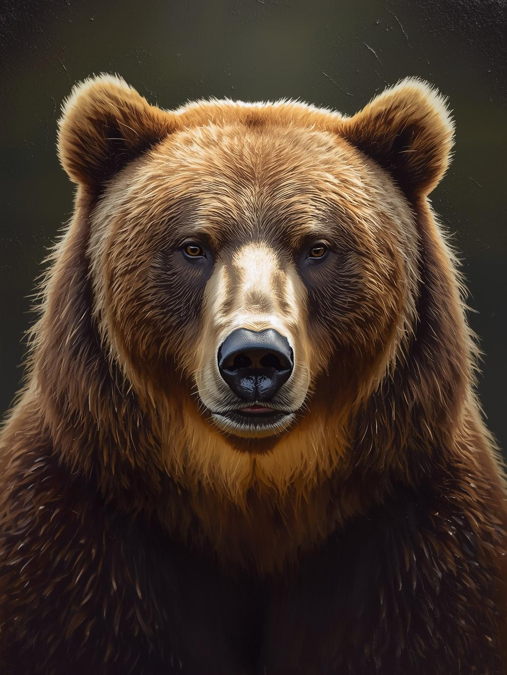 Paint By Number Intense Brown Bear Close-Up – Bold and Majestic Nature Painting Kit