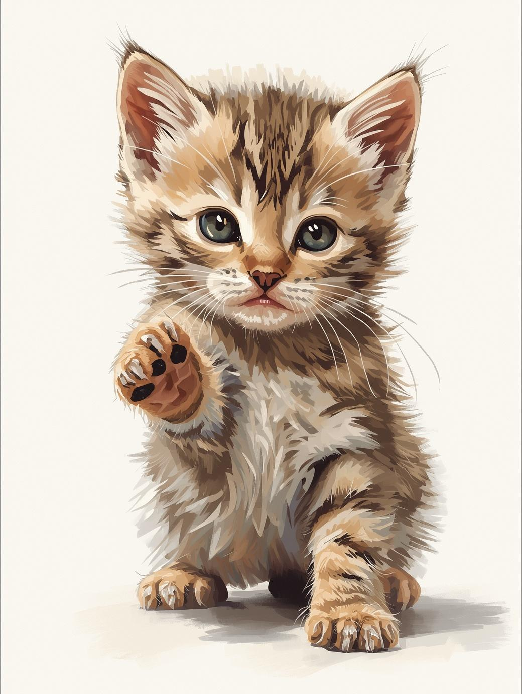Paint By Number Playful Kitten Reaching Paw Forward – Canvas Paint by Number Kit