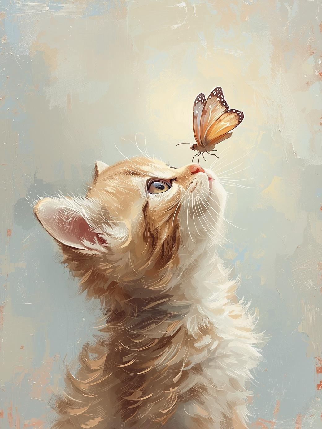 Paint By Number Curious Kitten Watching Butterfly – Cozy Paint by Number Kit for Adults