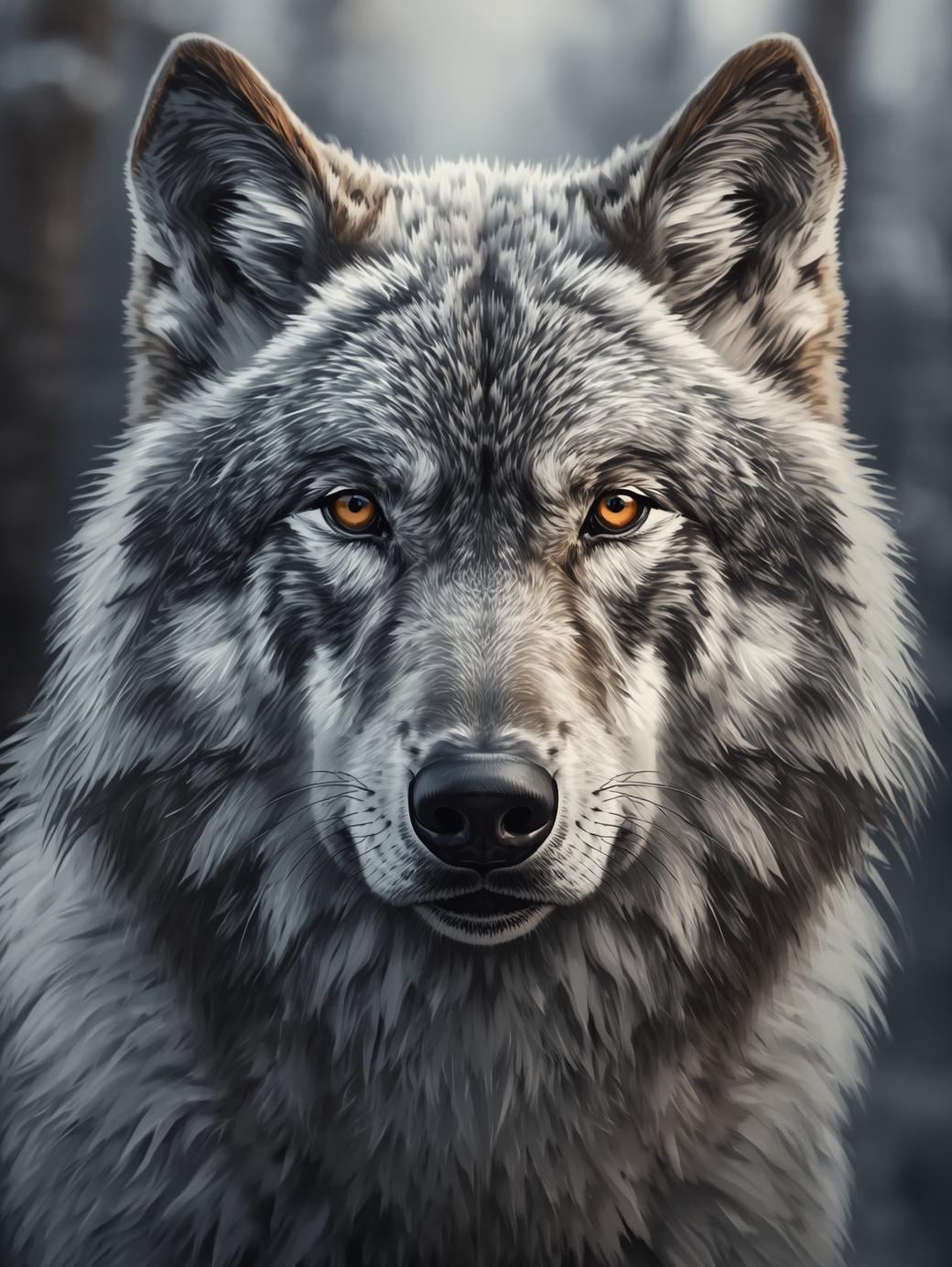 Paint By Number Lone Wolf Close-Up – Intense Forest Wildlife Art Kit