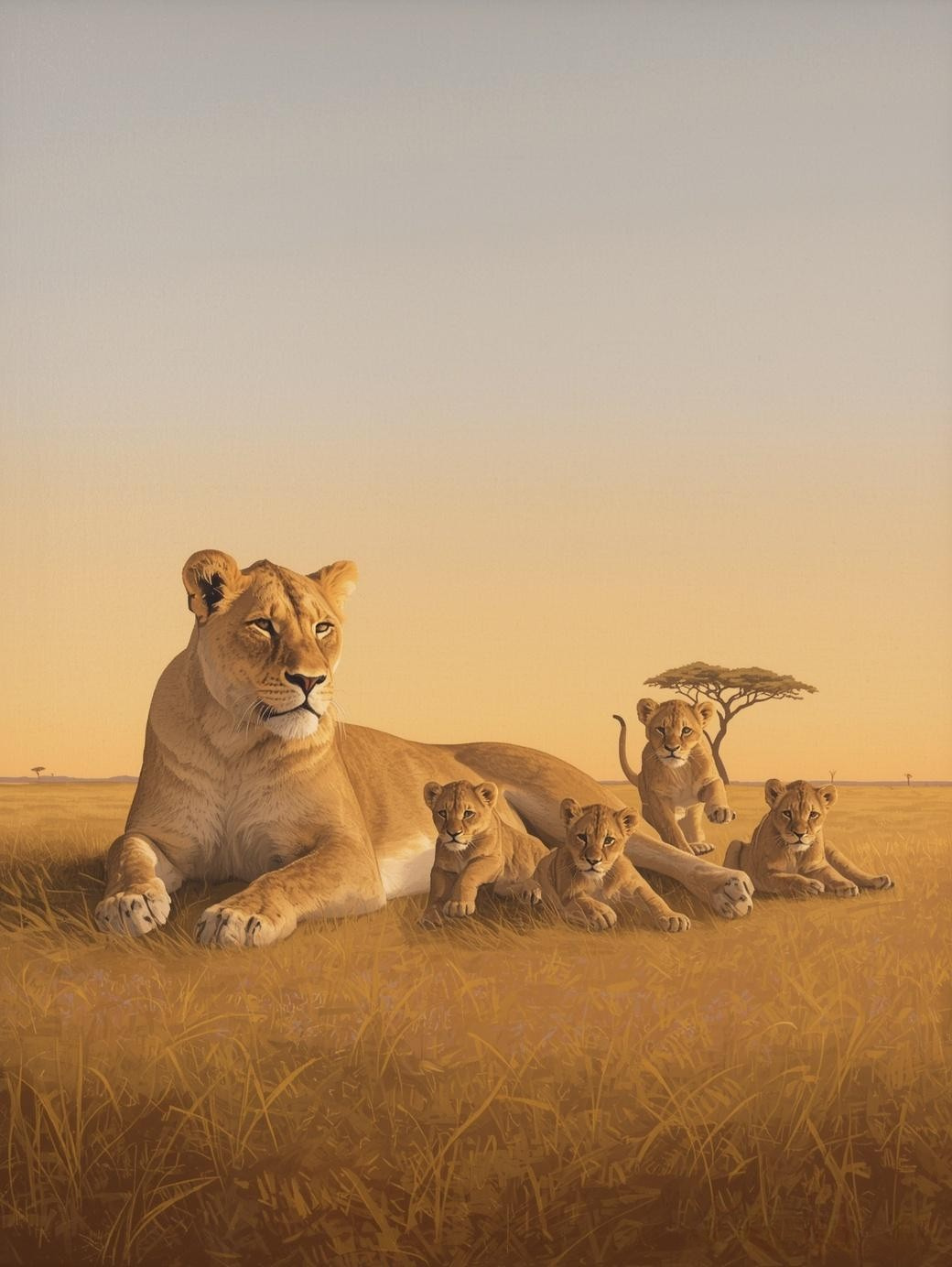 Paint By Number Loving Lioness with Cubs – Gentle Nature Painting Kit