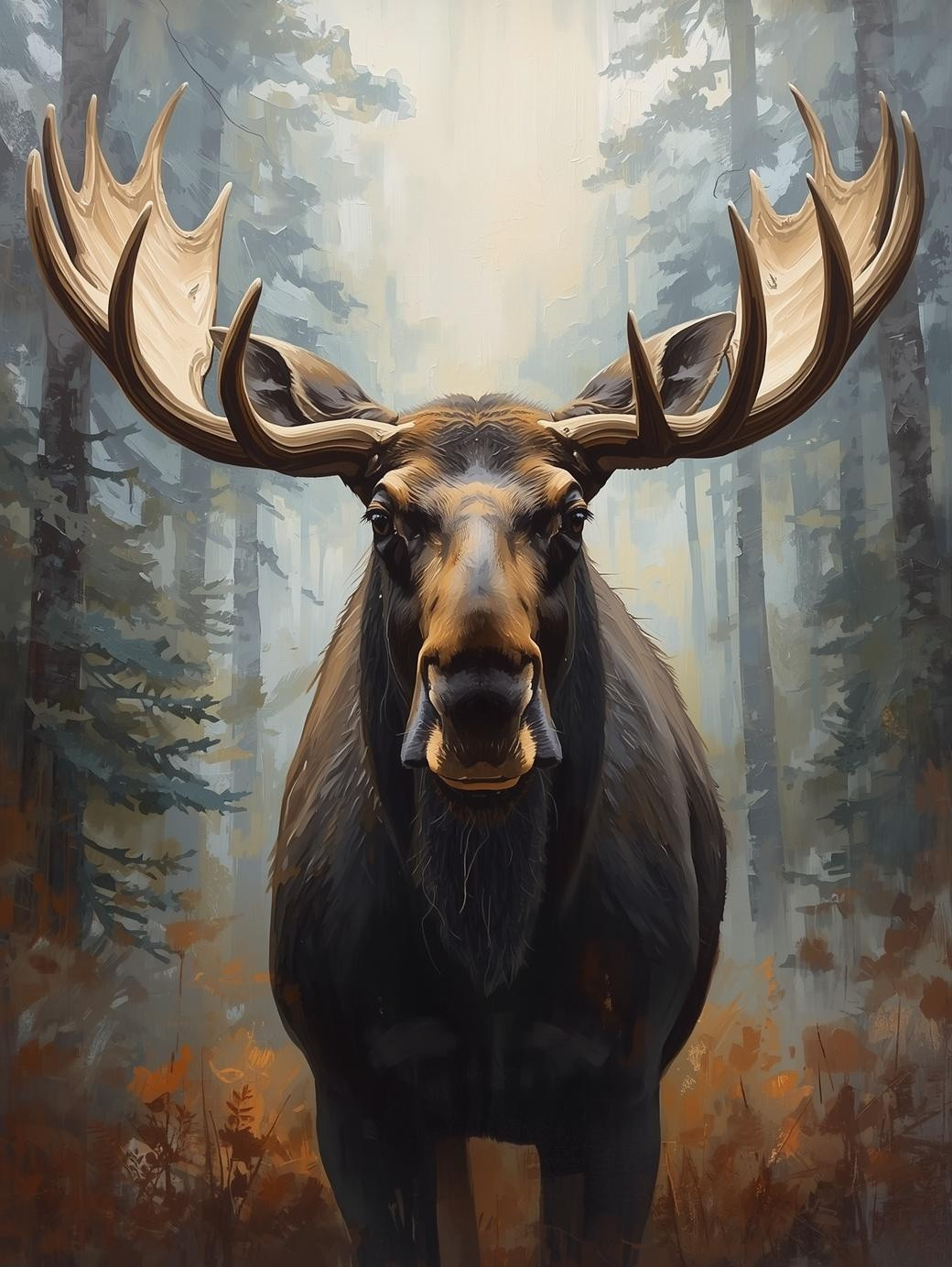 Paint By Number Majestic Moose Bull in Forest – Stunning Wildlife Art Kit