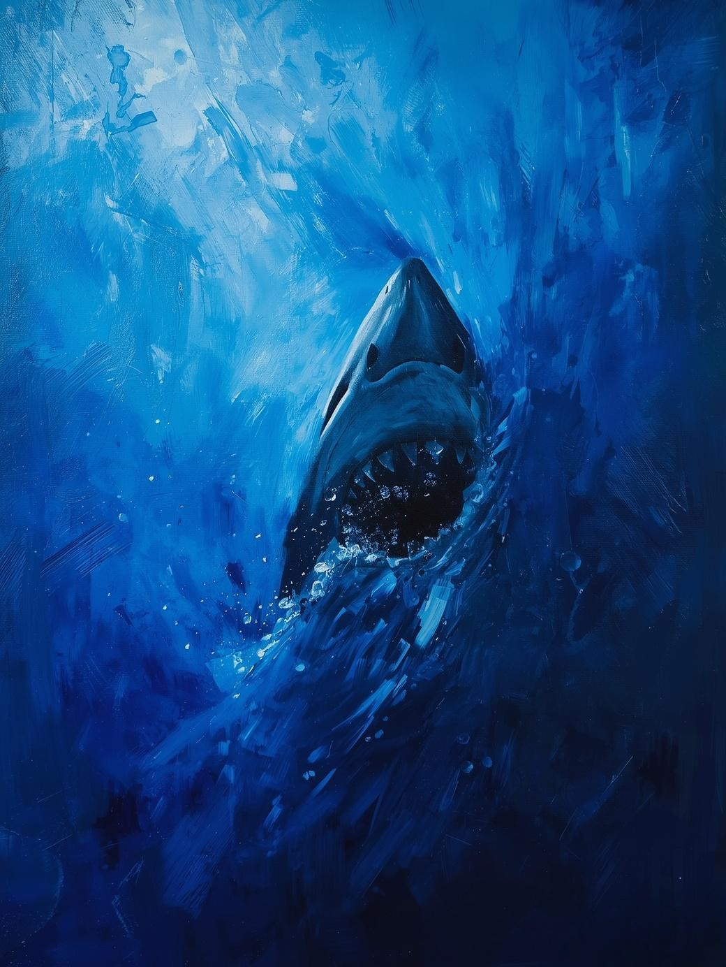 Paint By Number Majestic Shark in Blue Water – Ocean Wildlife Painting