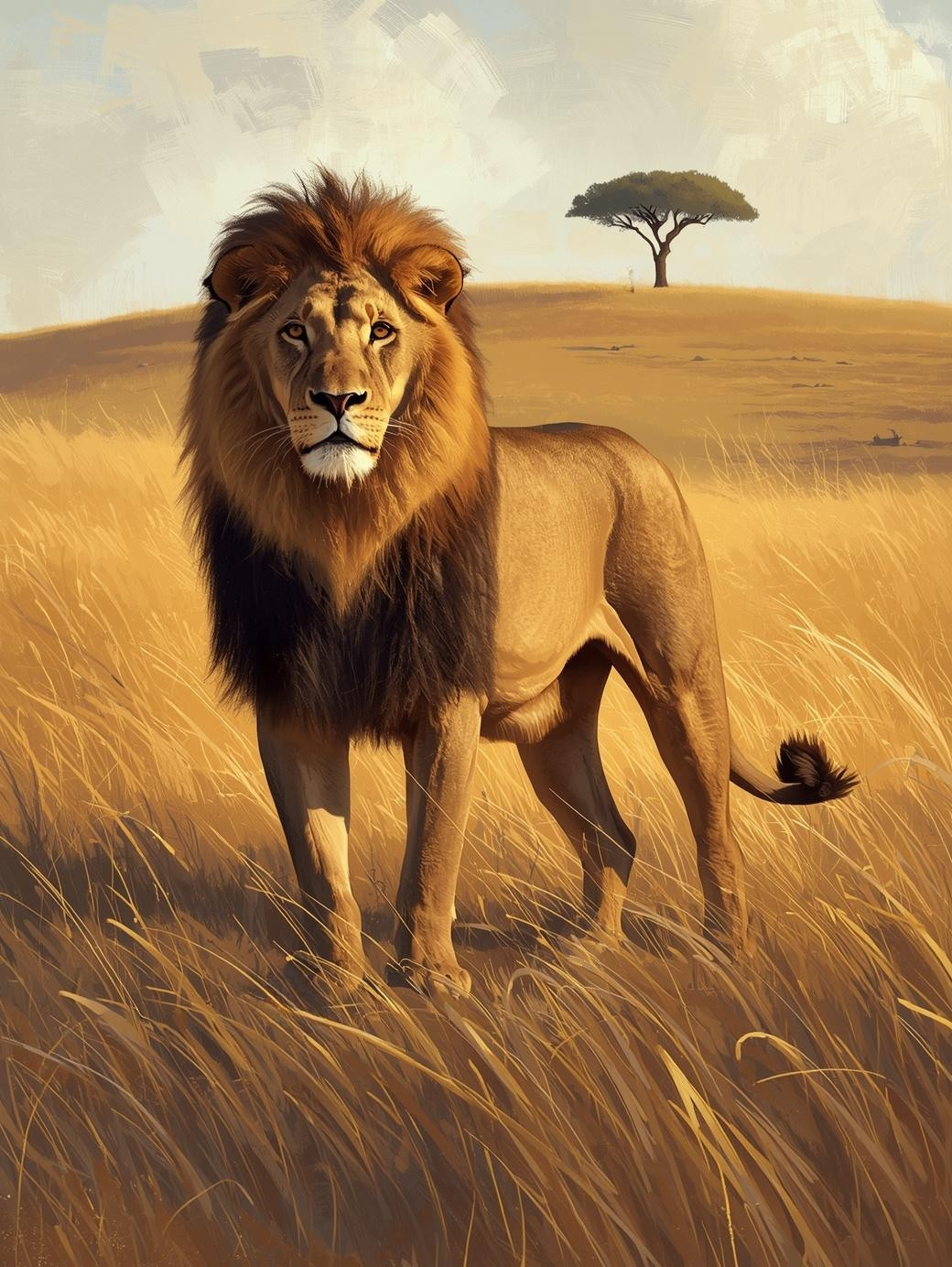 Paint By Number Powerful Lion in Savanna – Stunning Wildlife Wall Art Kit
