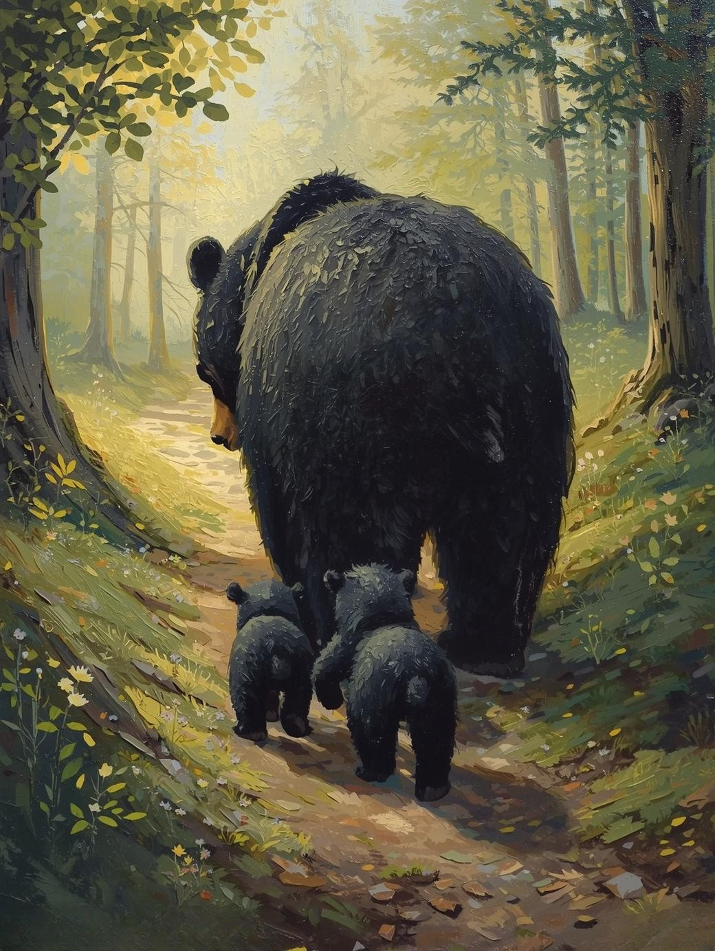 Bear Cubs Paint by Numbers Kit for Adults – Woodland Wildlife DIY Canvas Painting