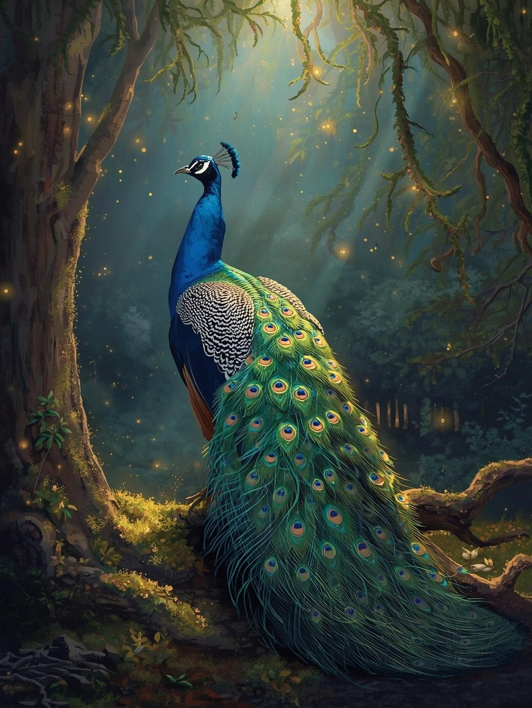 Paint by Number Peacock in Garden – Colorful Wildlife Paint by Number Kit for Adults