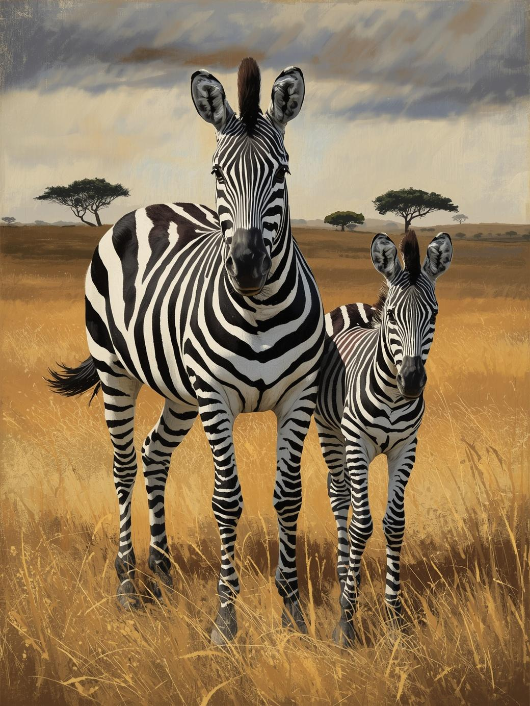 Paint By Number Zebra and Baby Foal – Heartwarming Safari Wildlife Painting Kit