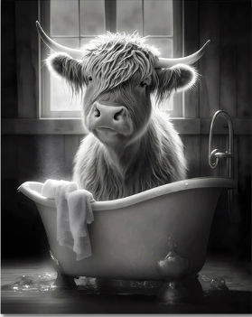 Paint by Number Highland Cow Taking a Bath