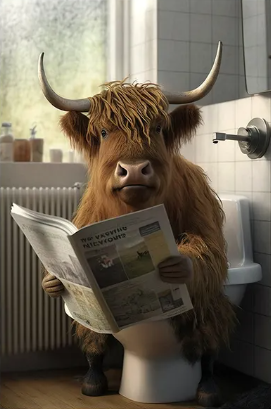 Paint by Number Highland Cow: Bathroom Break