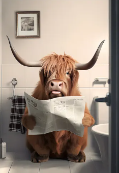 Paint by Number Giggles in the Graze: Highland Cow's Bathroom