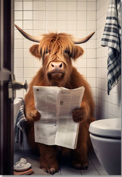 Paint by Number Comedic Commode Chronicle: Highland Cow's Paper
