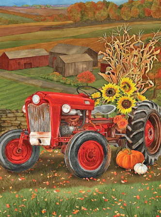 Paint by Number Farm Tractor with Sunflower background