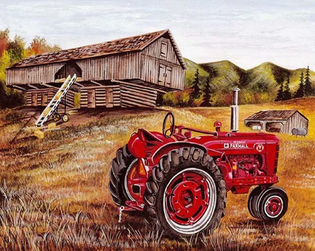 Paint by Number Red Farm Tractor