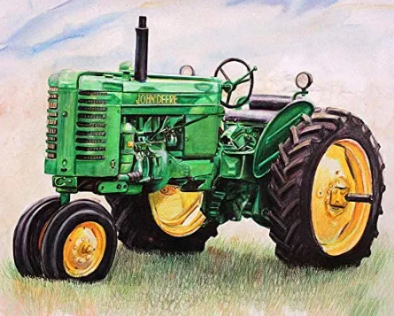 Paint by Number Green Farm Tractor