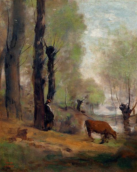 Paint by Number Peasant Woman Watering Her Cow - Camille Corot